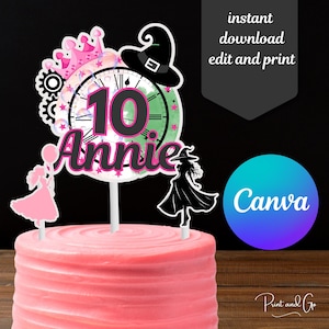 Wicked Cake Topper Printable Digital Download, Edit with Canva, Birthday Party Decoration