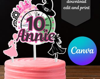 Wicked Cake Topper Printable Digital Download, Edit with Canva, Birthday Party Decoration