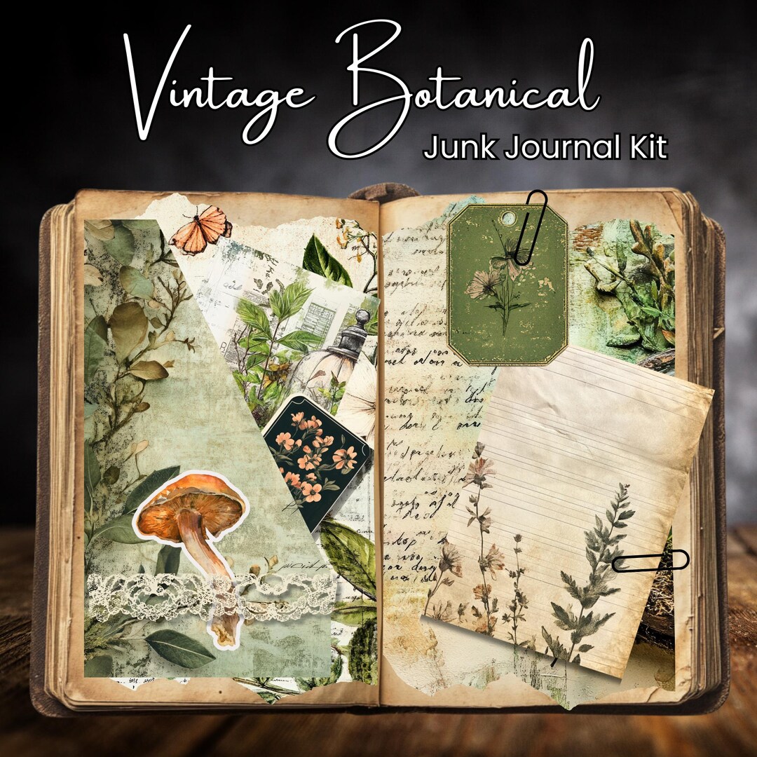 Botanical Garden Junk Journal Kit, Printable Vintage Ephemera, Digital ...