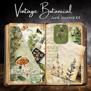 Kit de journal indésirable du jardin botanique, documents éphémères vintage imprimables, album numérique, fournitures de journal nature
