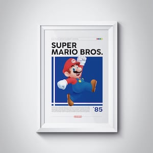 Super Mario Bros Poster, Videospiele Druck, Spielzimmer Poster, Klassische Arcade Spiel Illustration, Gaming Wandposter, Videospiele Poster