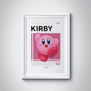 Kirby Poster, Videospiele Druck, Spielzimmer Poster, Klassische Arcade Spiel Illustration, Gaming Wandposter, Videospiele Poster