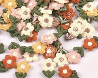 Gestickte Blumenpatches Blumenaufnäher DIY Craft Patches Gestickter Stoffblumen Dekorative Aufnäher Jacken Set zum Basteln