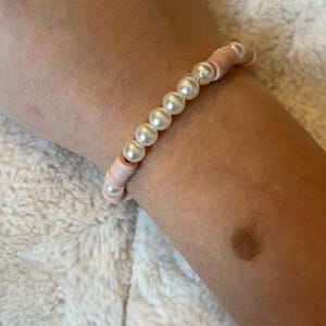 pink pearl clay bead bracelet size small