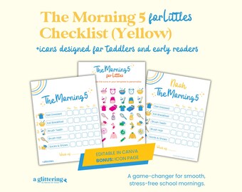 The Morning 5 for Littles - Modèle de liste de contrôle modifiable - Jaune
