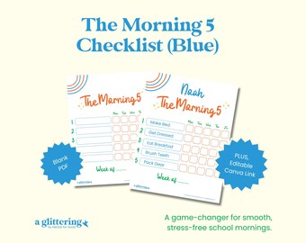 Kids Morning Routine Chart Printable | Editable Visual Checklist | Morning 5 | ADHD Autism Montessori