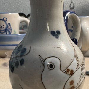 Vintage Ken Edwards Tonala Keramik Milchkännchen, handbemalte Vogel Mitte des Jahrhunderts mexikanische Volkskunst