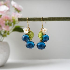 Handmade Blueberry Resin Drop Earrings: Nature-Inspired Jewelry