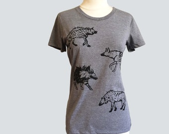 Women's Hyena T Shirt Gray Organic