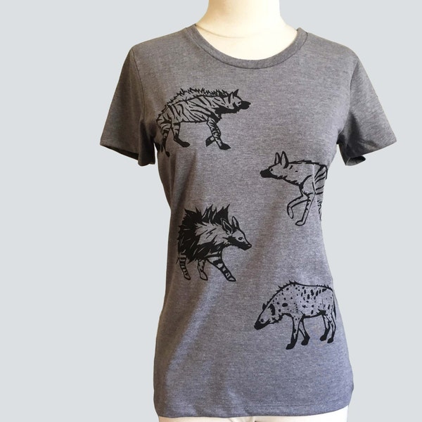 Camiseta de hiena para mujer, color gris orgánico