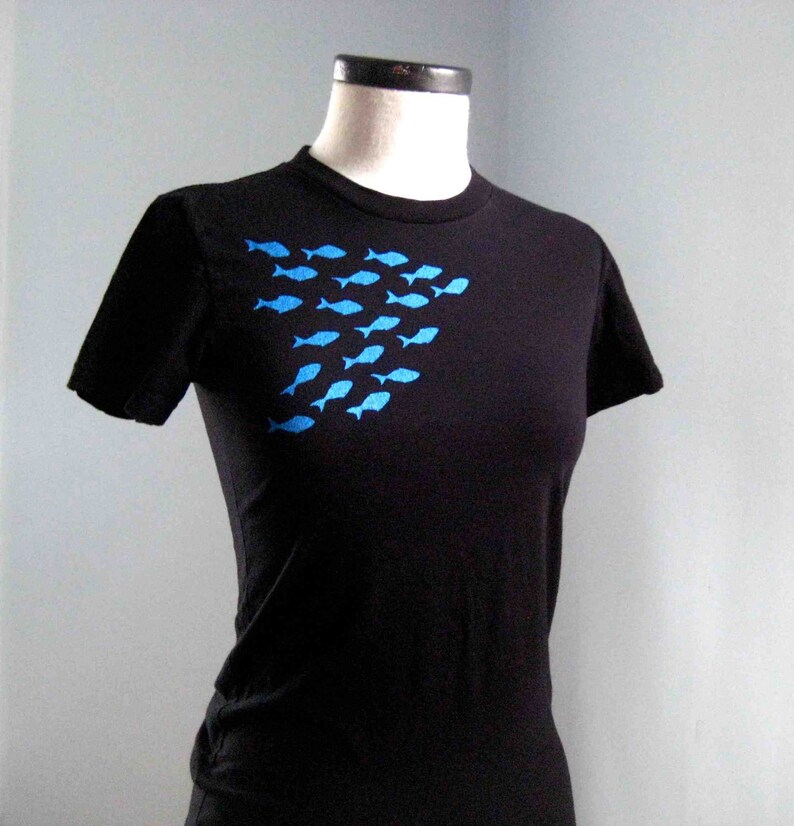 Fish T Shirt Organic Cotton Black | Etsy