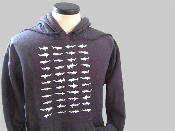 Sharks Hoodie Sweatshirt Gray