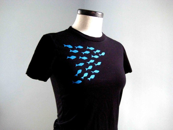 Fish T Shirt Organic Cotton Black | Etsy