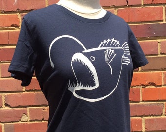 Anglerfish Organic Unisex T Shirt Navy