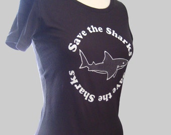 Save the Sharks T shirt Women's Scoop Neck Organic