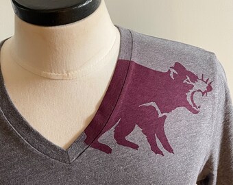 Tasmanian Devil V Neck T Shirt Gray