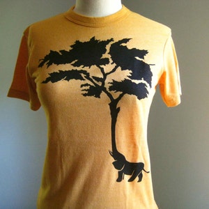 Elephant Tree T Shirt Yellow Unisex XS