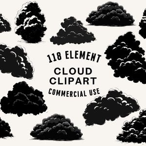 Cloud SVG Bundle | Cloud Clipart | Weather Vector Designs | Sky Silhouette | Fluffy Cloud PNG SVG | Cloud Cut Files | Instant Download