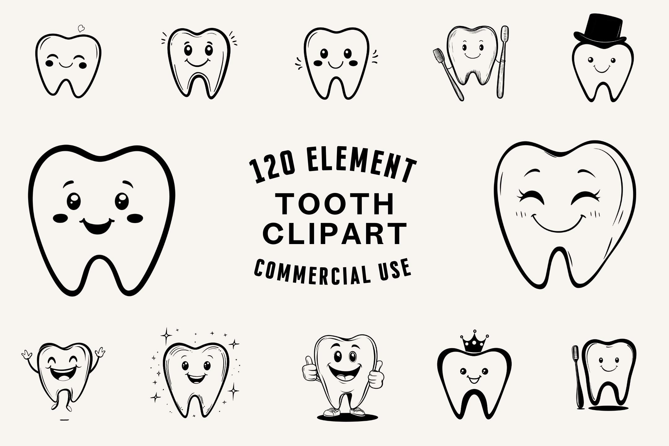 Tooth SVG Bundle | Cute Face Tooth Clipart | Dental Vector Designs ...