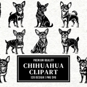 Chihuahua SVG Bundle | Dog Clipart | Chihuahua Vector Designs | Small Breed Silhouette | Pet PNG SVG | Chihuahua Cut File | Instant Download