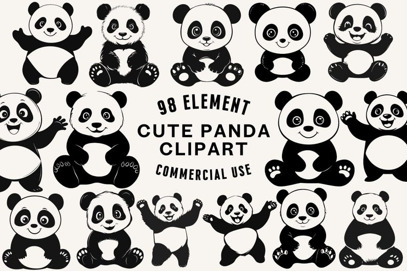 Cute Panda SVG Bundle | Panda Clipart | Bear Vector Designs | Wildlife ...