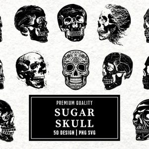 Sugar Skull SVG Bundle | Day of the Dead Clipart | Calavera Vector Designs | Decorative Skull Silhouette | PNG Cut Files | Instant Download