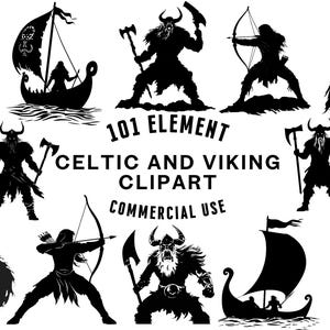 Celtic Viking SVG Bundle | Viking Clipart | Celtic Knot Vector Designs | Norse Silhouette | Warrior PNG SVG | Cut Files | Instant Download