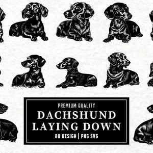 Dachshund Laying Down SVG Bundle | Dachshund Clipart | Cute Dog Vector Designs | Pet Silhouette | PNG SVG | Cut Files | Instant Download