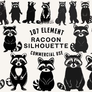 Raccoon SVG Bundle | Raccoon Clipart | Woodland Animal Vector Designs | Forest Silhouette | Cute Raccoon PNG SVG | Raccoon Cut Files