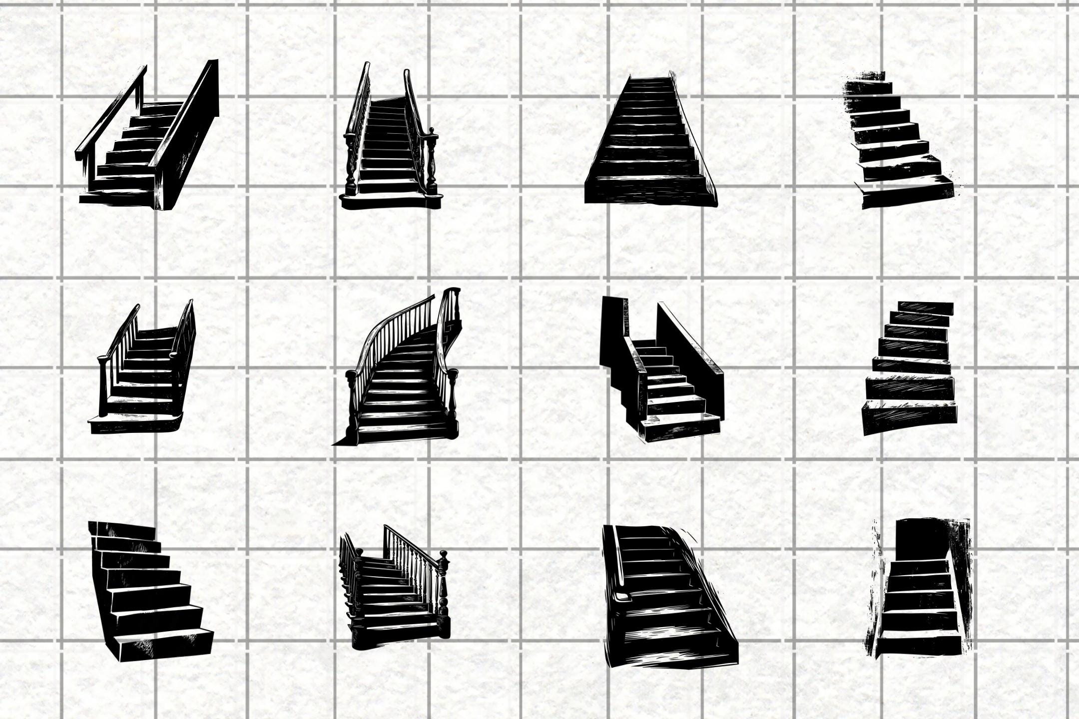 Staircase SVG Bundle | Stair Clipart | Architecture Vector Designs ...