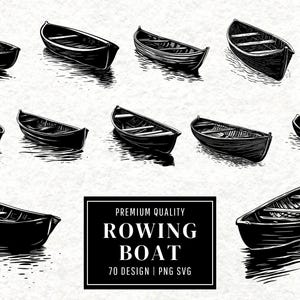 Rowing Boat SVG Bundle | Boat Clipart | Rowing Vector Designs | Nautical Silhouette | Watercraft PNG SVG | Cut Files | Instant Download