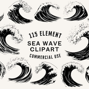 Sea Wave SVG Bundle | Ocean Wave Clipart | Nautical Vector Designs | Beach Silhouette | Surf PNG SVG | Sea Wave Cut File | Instant Download