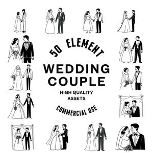 Wedding Couple SVG Bundle | Bridal Couple Designs | Wedding Clipart | Marriage Vector | Wedding Couple Svg Files | Png SVG | Instan Download