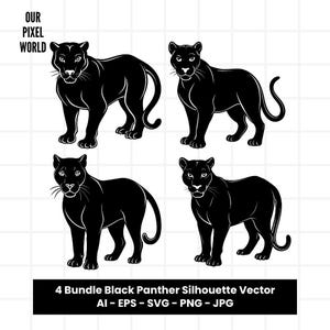 Phanter Bundle SVG | Phanters PNG | Wildlife Animal Vector Editable Color | Clip Art For Mug, Clothes | Silhouette Files | Png Ai Jpg Eps