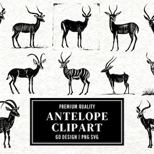 Antelope SVG Bundle | Antelope Clipart | Wildlife Animal Vector Designs | Savannah Silhouette | Nature PNG SVG Cut Files | Instant Download
