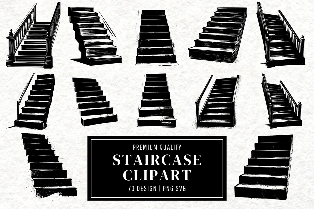 Staircase SVG Bundle | Stair Clipart | Architecture Vector Designs ...