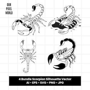 Scorpion Bundle SVG | Scorpions PNG | Animal Vector | Scorpion Animal Clip Art For Mugs, Clothes, etc | Silhouette Files | Png Ai Jpg Eps