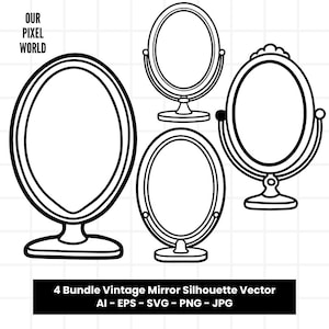 Vintage Mirror SVG | Mirror PNG | Retro Mirror Vector | Classic Clip Art For Mugs, Clothes, etc | Gothic Mirror Svg Files | Png Ai Jpg Eps