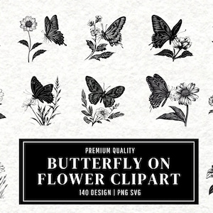 Floral Butterfly SVG Bundle | Butterfly Clipart | Flower Pattern Vector Design | Nature Silhouette | Garden PNG Cut Files | Instant Download