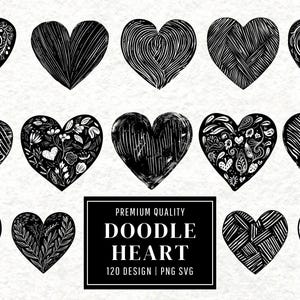 Heart Clipart SVG Bundle | Love Heart Vector Designs | Romantic Silhouette | Valentine’s Day PNG SVG | Shape Cut Files | Instant Download