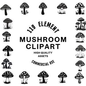 Mushroom SVG Bundle | Mushroom Clipart | Fungi Vector | Forest Silhouette | Magic Mushroom PNG SVG | Mushroom Cut Files | Instant Download
