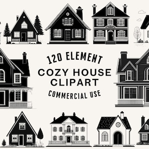 Cozy House SVG Bundle | House Clipart | Home Vector Designs | Cottage Silhouette | Warm Home PNG SVG | Cozy Cut Files | Instant Download