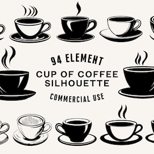 Coffee Cup SVG Bundle | Coffee Mug Clipart | Cafe Vector Designs | Drink Silhouette | Hot Beverage PNG SVG | Cut Files | Instant Download