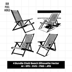 Beach Chair Bundle SVG | Adirondack PNG | Adirondack Vector Editable Color | Clip Art For Mugs, Clothes | Silhouette Files | Png Ai Jpg Eps