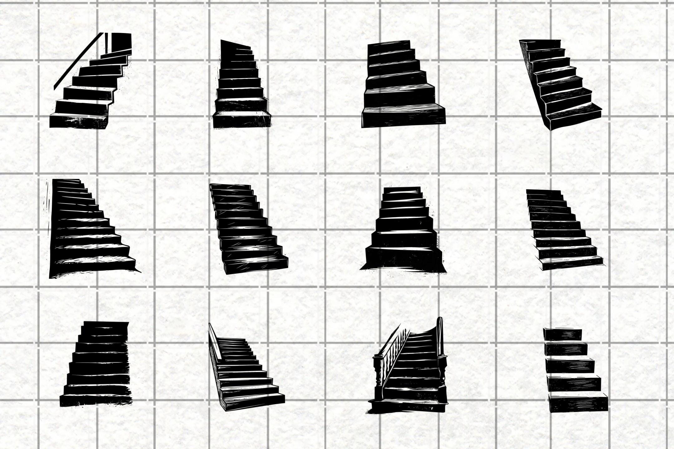 Staircase SVG Bundle | Stair Clipart | Architecture Vector Designs ...