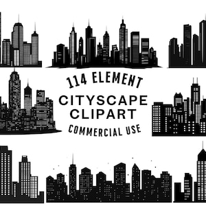 Cityscape SVG Bundle | City Skyline Clipart | Urban Vector Designs | City Silhouette | Buildings PNG SVG | Cut Files | Instant Download