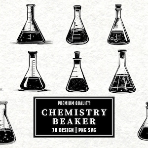 Chemistry Beaker SVG Bundle | Science Lab Clipart | Beaker Vector Designs | Chemical Experiment Silhouette PNG Cut Files | Instant Download