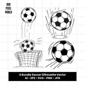 Shooting Soccer Football Bundle SVG PNG | Footballs Vector | Shoot Balls Clip Art For Mugs, Clothes, etc | Silhouette Files | Png Ai Jpg Eps