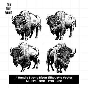 Wild Bison Bundle SVG | Big Bison PNG | Wildlife Vector Editable Color | Animal Clip Art For Mugs, Clothes | Svg Files | Png Ai Jpg Eps