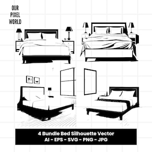 Bed Bundle SVG | Sleep Bedroom PNG | Bedrooms Vector Editable Color | Clip Art For Mugs, Clothes | Silhouette Svg Files | Png Ai Jpg Eps